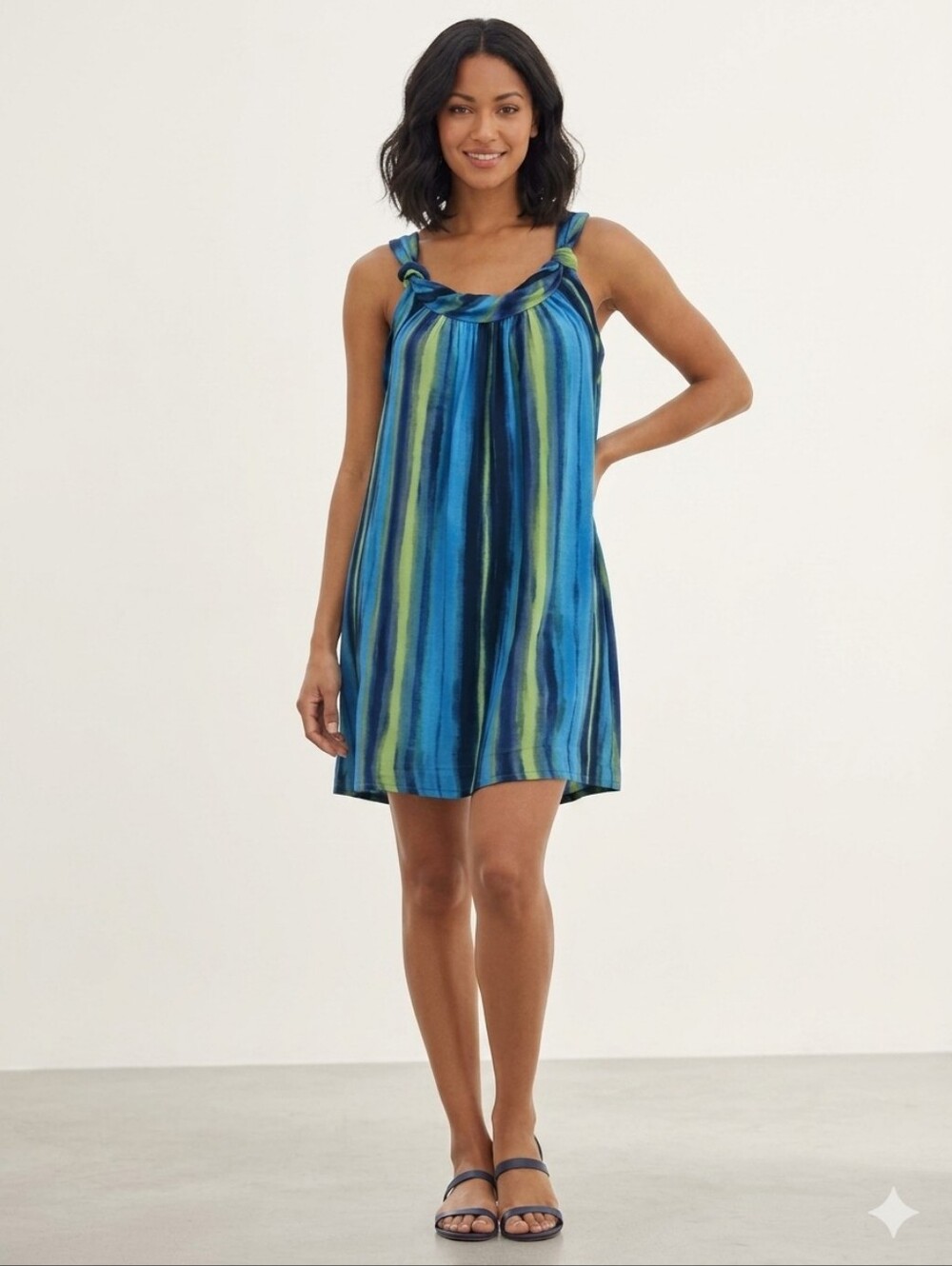 Lane Bryant Blue Striped lined tunic or mini dress, size 18